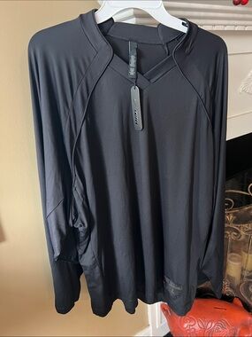 NWT NikeSkims Airy V-Neck Oversized Long Sleeve Top Obsidian Size Large L